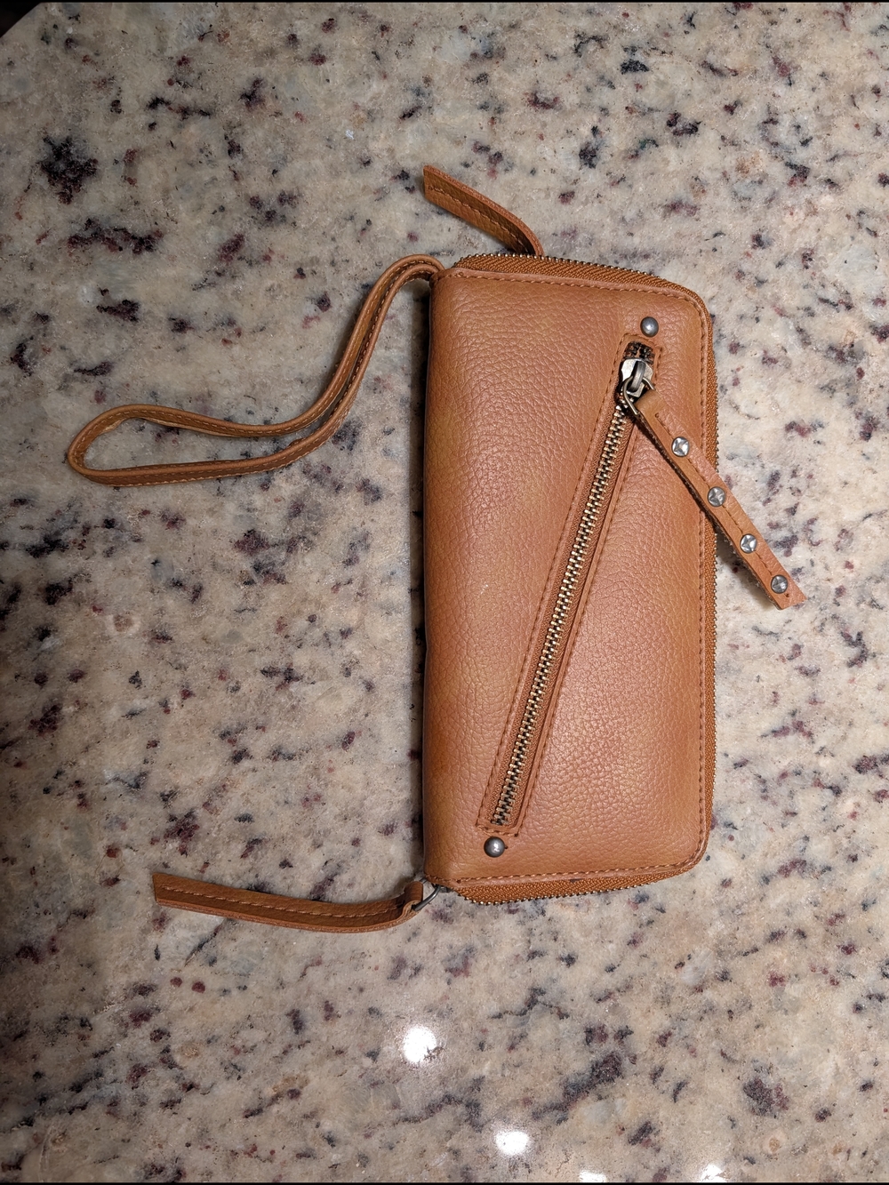 Free People Cognac Brown Zip-Around Wallet